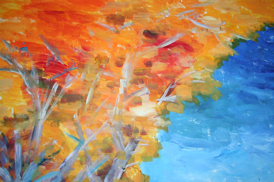 Silver birch trees & sky (detail)
